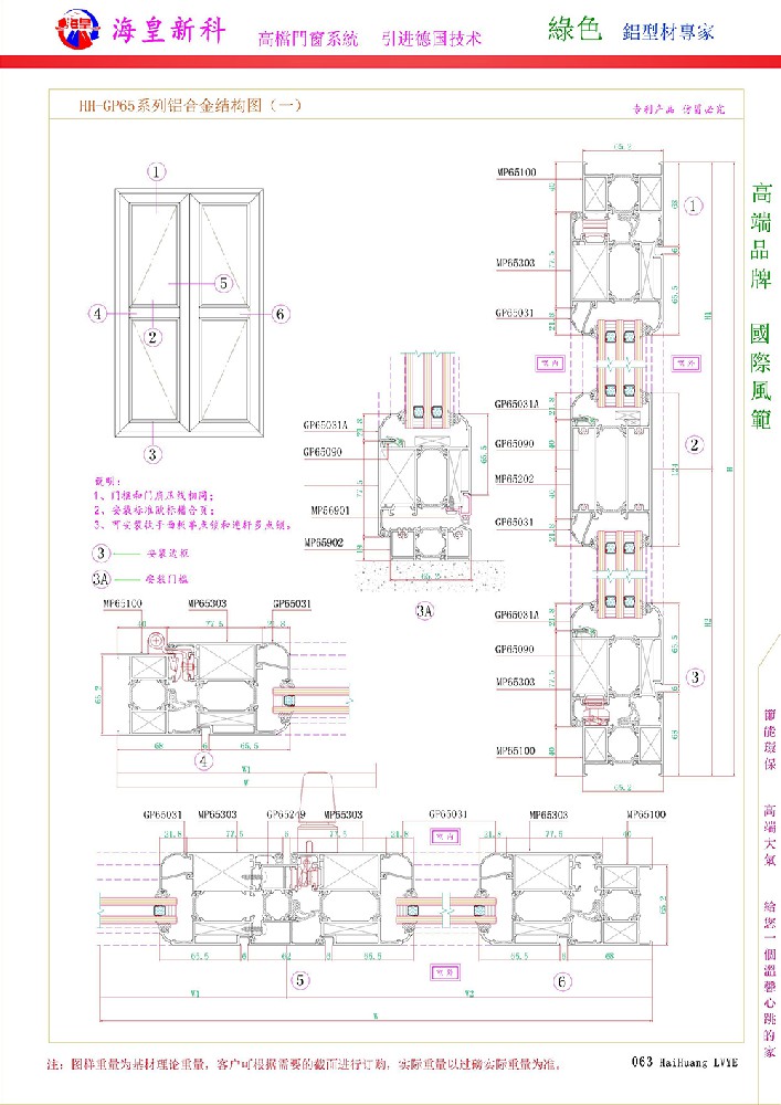 HH-MP65系列斷橋隔熱平開（門）窗